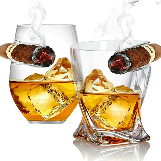 2 piece Twisted Rounded Whiskey Cigar glass